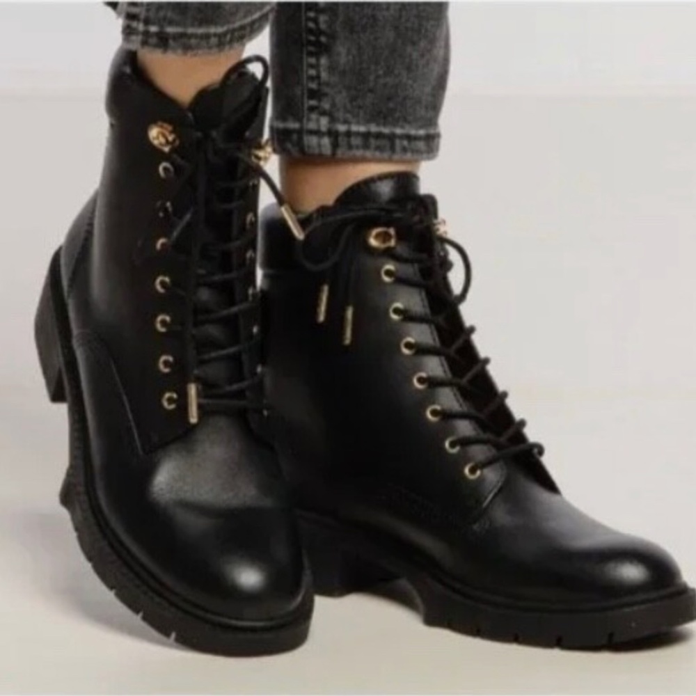 COACH Leather Women’s Combat Boots Black Size 8